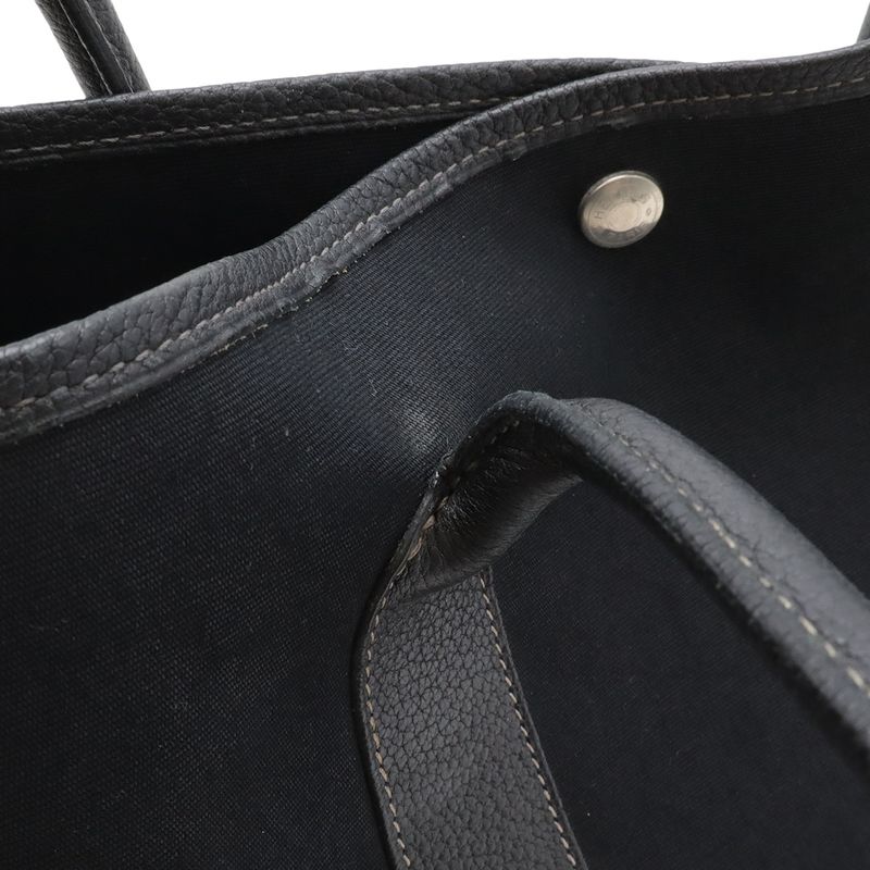 Hermes Garden Party PM Tote Toile Officier Canvas Black Silver