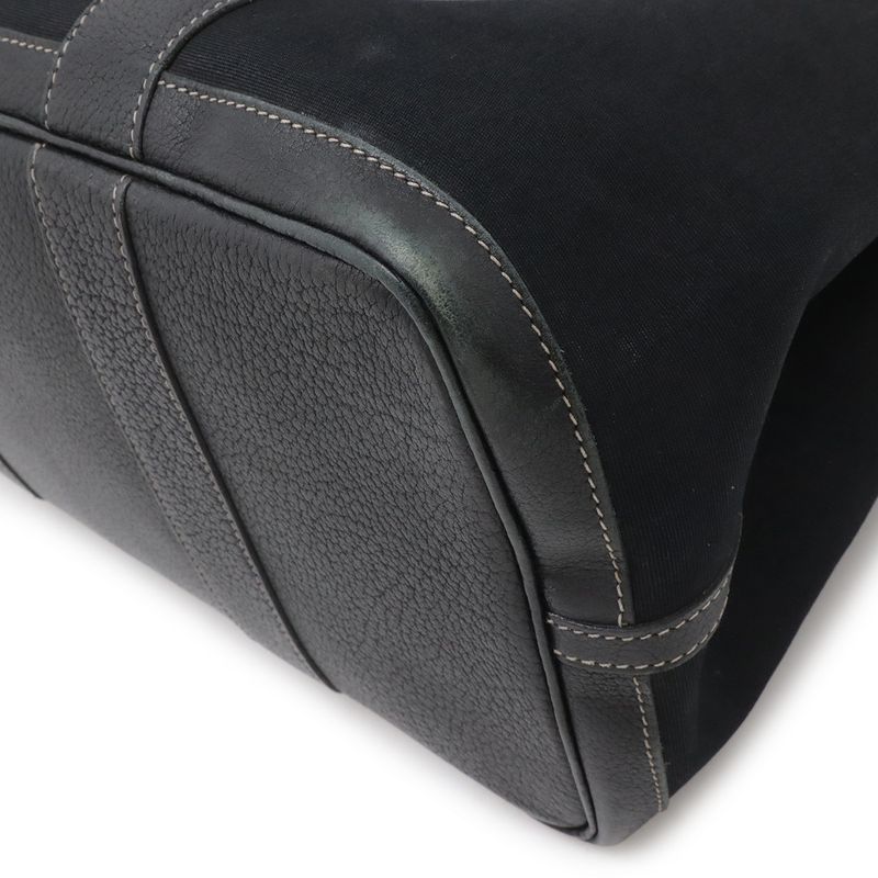 Hermes Garden Party PM Tote Toile Officier Canvas Black Silver