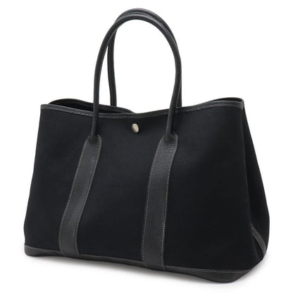 Hermes Garden Party PM Tote Toile Officier Canvas Black Silver