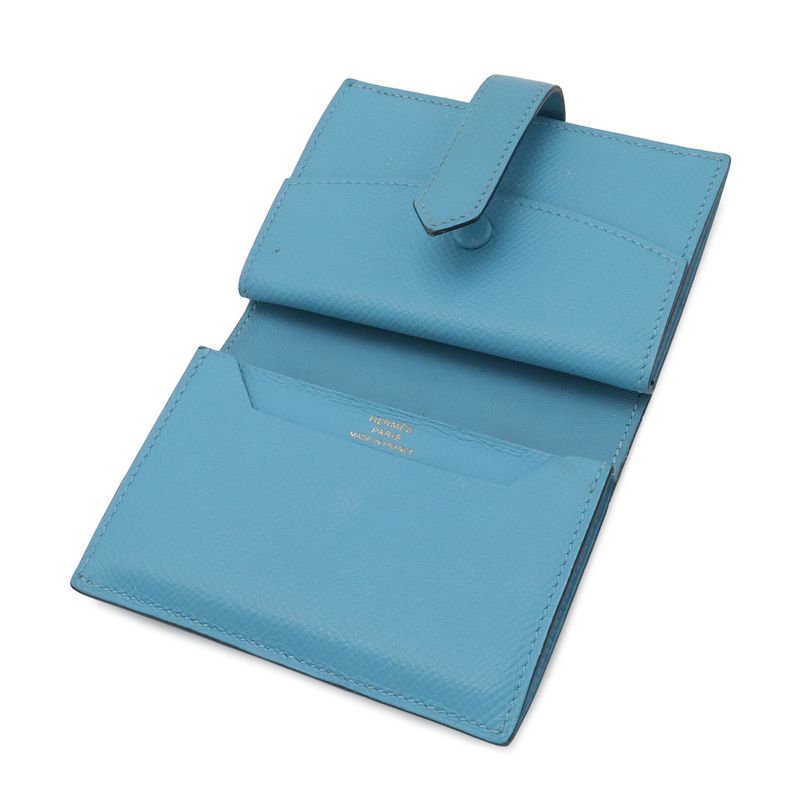 Hermes Bearn Mini Card Case Business Holder Mini Wallet Coin Purse Veau Epsom