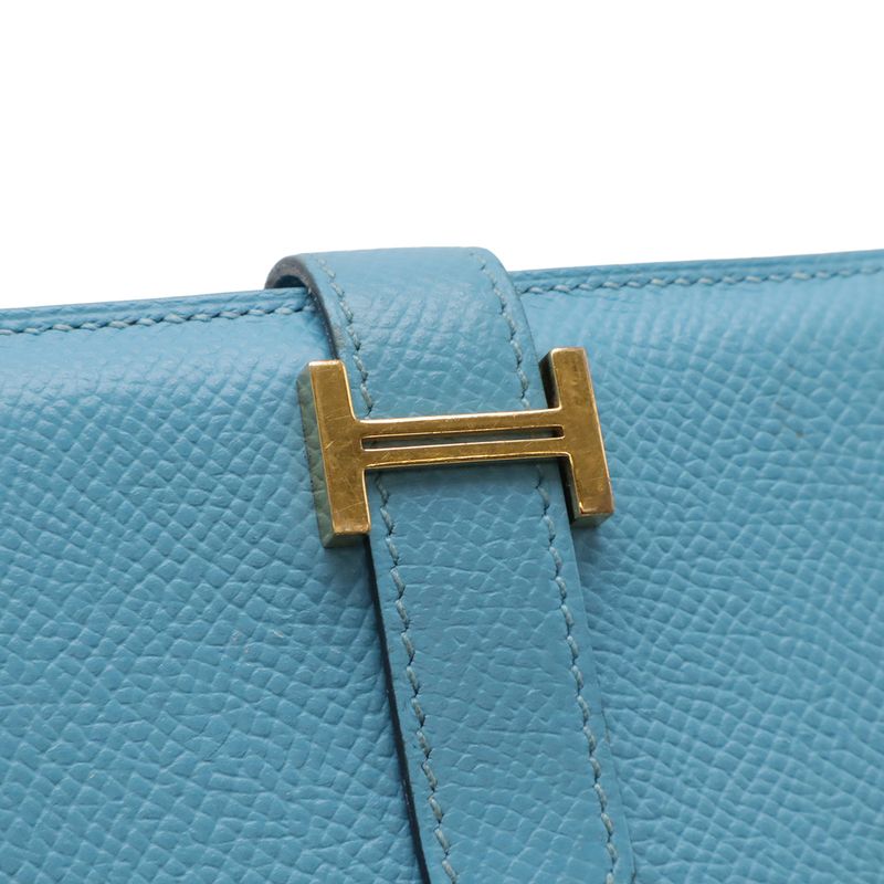 Hermes Bearn Mini Card Case Business Holder Mini Wallet Coin Purse Veau Epsom
