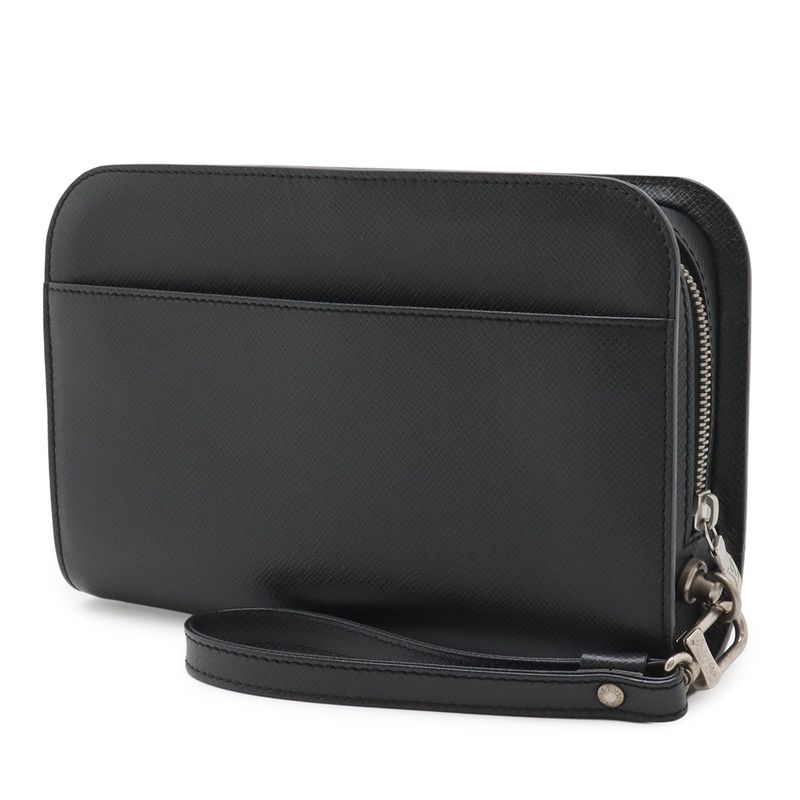 Louis Vuitton Taiga Baikal Clutch Handbag Ardoise Black