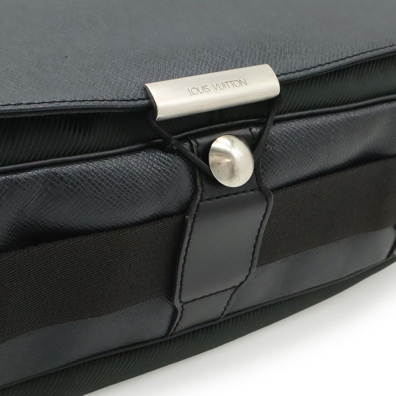 Louis Vuitton Taiga Shoulder Bag Leather Canvas Ardoise Black
