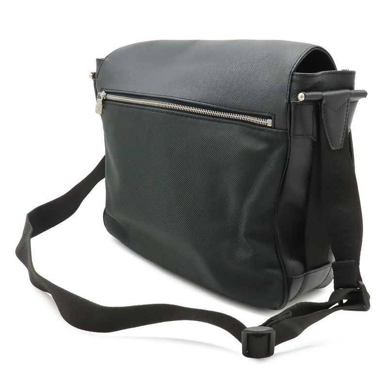 Louis Vuitton Taiga Shoulder Bag Leather Canvas Ardoise Black