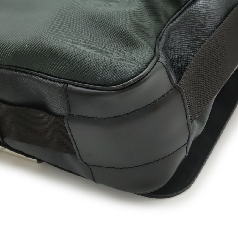 Louis Vuitton Taiga Shoulder Bag Leather Canvas Ardoise Black