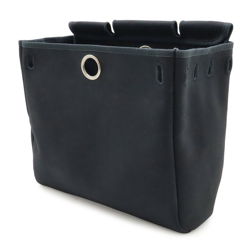 Hermes Herbag a Dos PM Backpack 2-Way Handbag Toile Officier Leather Black