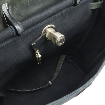 Hermes Herbag a Dos PM Backpack 2-Way Handbag Toile Officier Leather Black