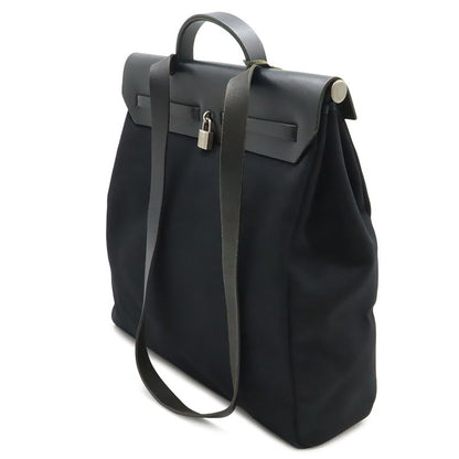 Hermes Herbag GM 2-Way Shoulder Bag Crossbody Toile Officier Leather Black