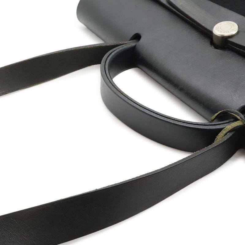 Hermes Herbag GM 2-Way Shoulder Bag Crossbody Toile Officier Leather Black