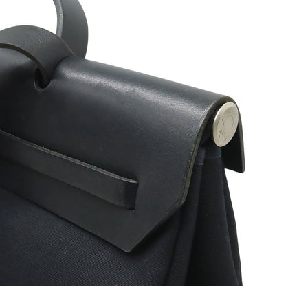 Hermes Herbag GM 2-Way Shoulder Bag Crossbody Toile Officier Leather Black