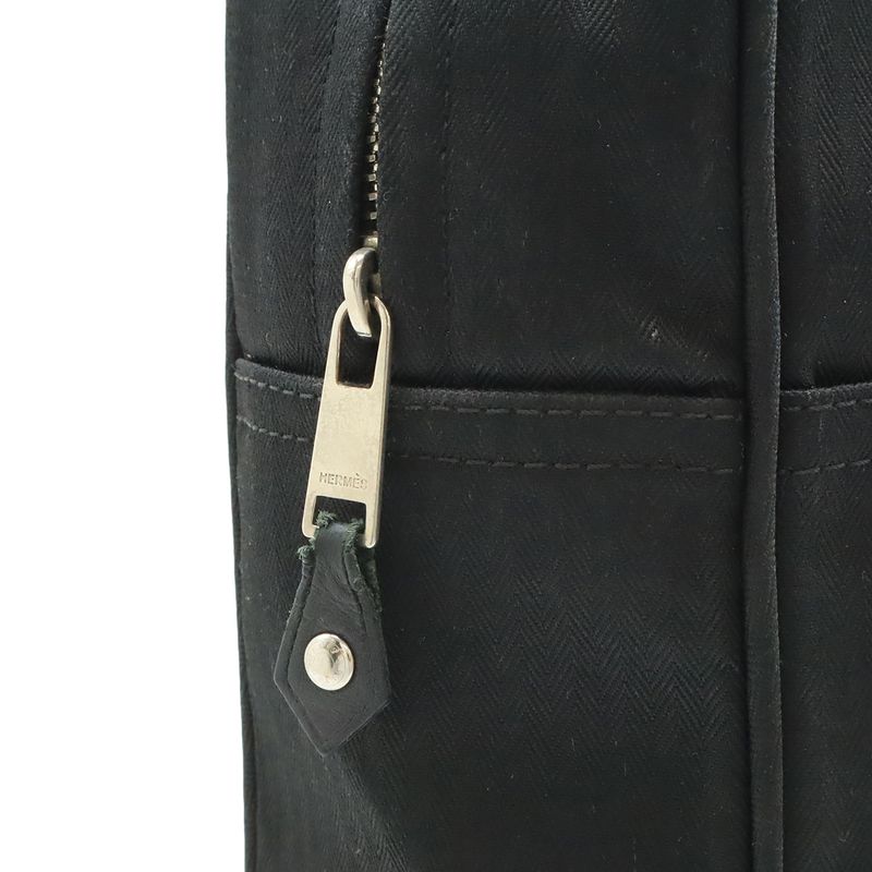 Hermes Acapulco Sac a Dos Backpack 2-Way Tote Toilet Blanc Leather Black Silver