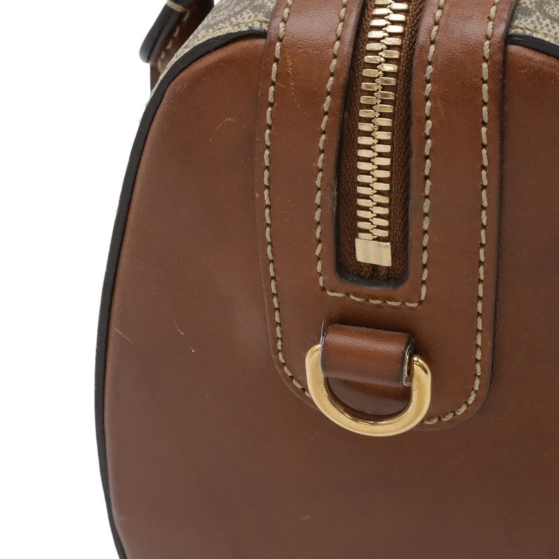 Gucci GG Supreme Mini Boston Bag 2-Way Leather Beige Brown Tea Gold