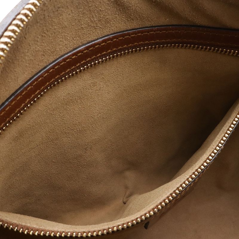 Gucci GG Supreme Mini Boston Bag 2-Way Leather Beige Brown Tea Gold