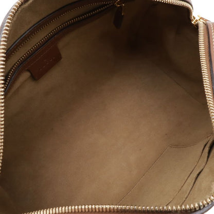 Gucci GG Supreme Mini Boston Bag 2-Way Leather Beige Brown Tea Gold