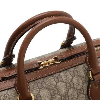 Gucci GG Supreme Mini Boston Bag 2-Way Leather Beige Brown Tea Gold