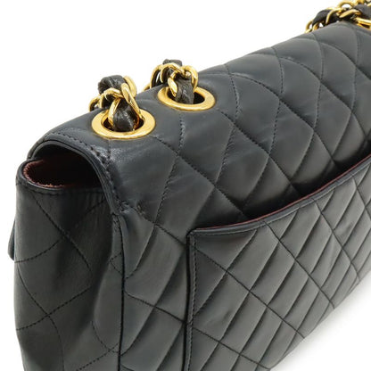 Chanel Quilted 30 Big CC Logo Chain Shoulder Bag Leather Black Gold