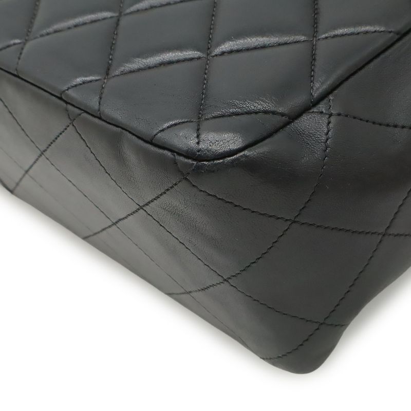 Chanel Quilted 30 Big CC Logo Chain Shoulder Bag Leather Black Gold