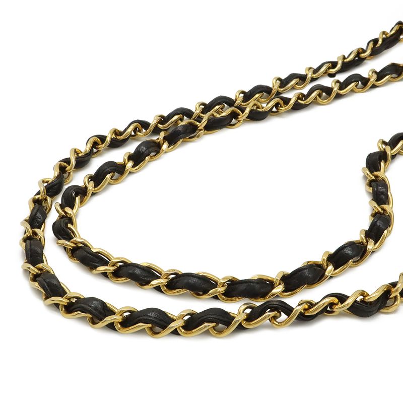 Chanel Quilted 30 Big CC Logo Chain Shoulder Bag Leather Black Gold