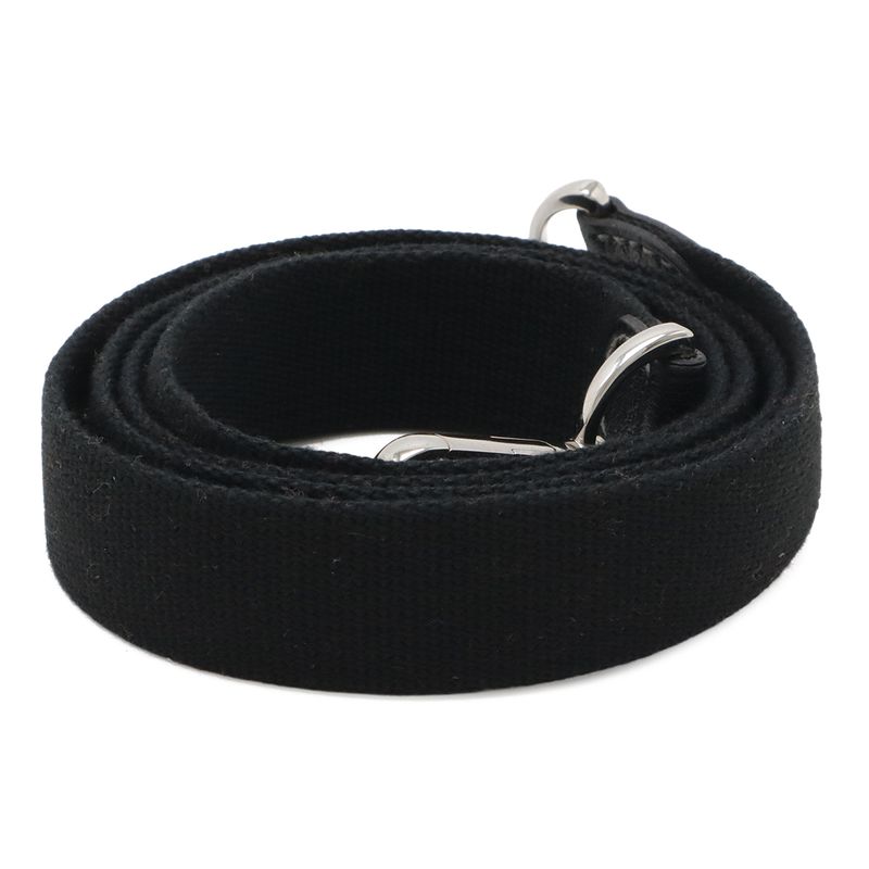 Hermes Shoulder Strap for Garden Party Canvas Leather Black Silver