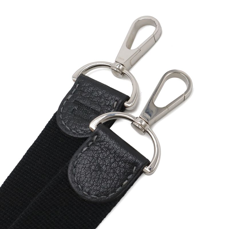 Hermes Shoulder Strap for Garden Party Canvas Leather Black Silver