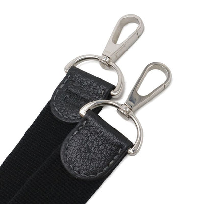 Hermes Shoulder Strap for Garden Party Canvas Leather Black Silver