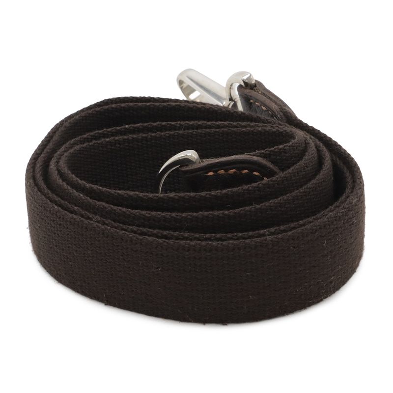 Hermes Shoulder Strap for Garden Party Canvas Leather Dark Brown Silver