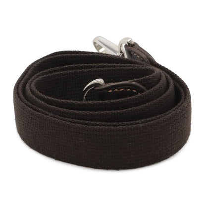 Hermes Shoulder Strap for Garden Party Canvas Leather Dark Brown Silver