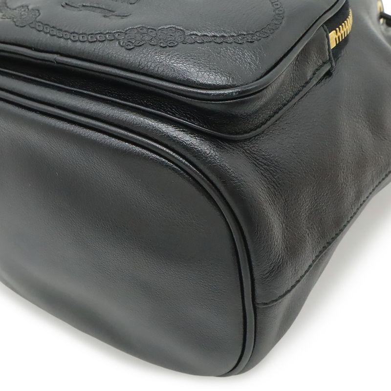 Prada Bucket Bag Drawstring 2-Way Leather Nero Black Gold