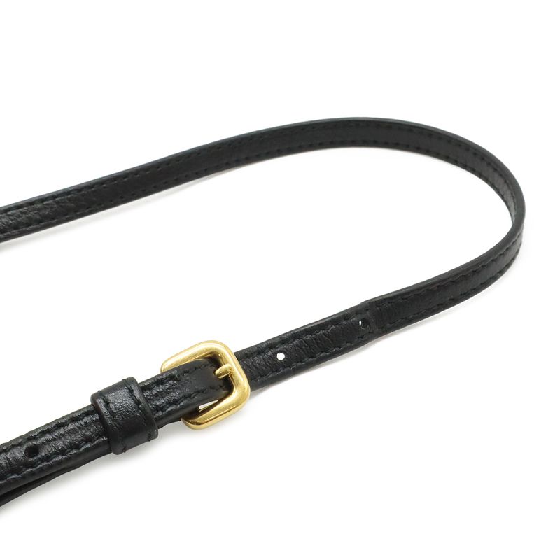 Prada Bucket Bag Drawstring 2-Way Leather Nero Black Gold