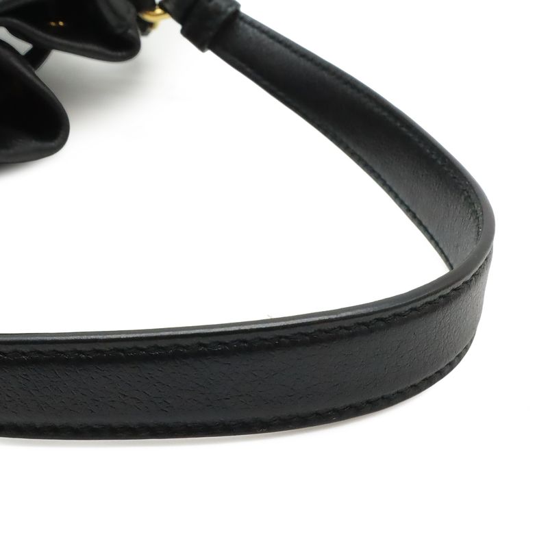 Prada Bucket Bag Drawstring 2-Way Leather Nero Black Gold