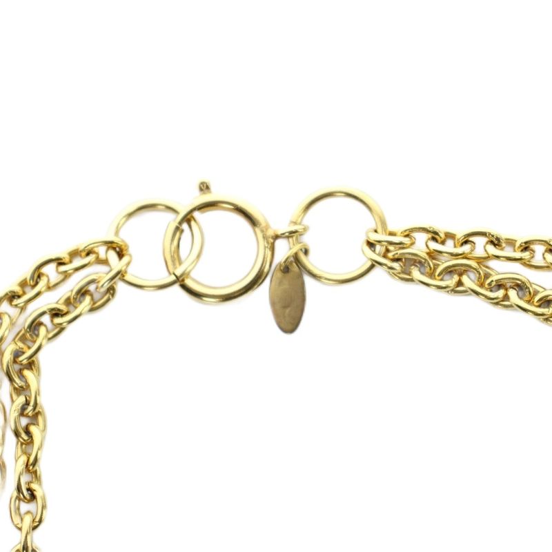Chanel Long Necklace 2 Logo Pearl Gold