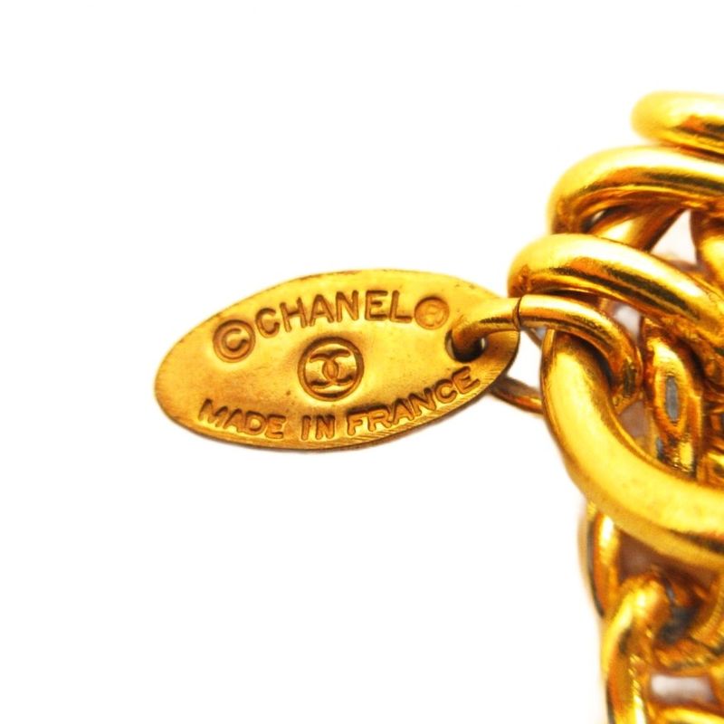 Chanel Long Necklace 2 Logo Pearl Gold