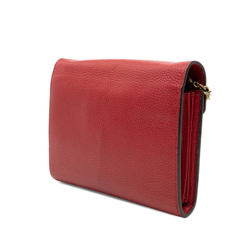 Gucci GG Marmont Crossbody Chain Shoulder Bag Logo Red Leather