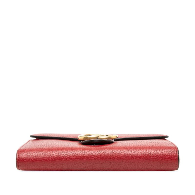 Gucci GG Marmont Crossbody Chain Shoulder Bag Logo Red Leather