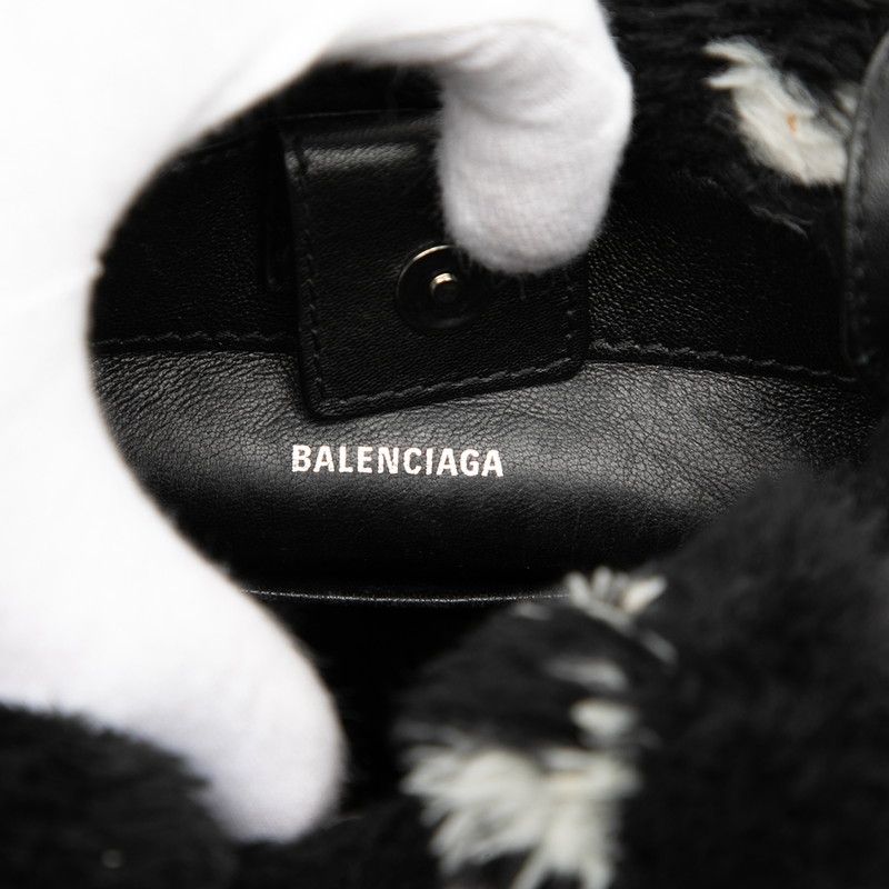 Balenciaga Everyday 2-Way Shoulder Bag Black Faux Fur Leather
