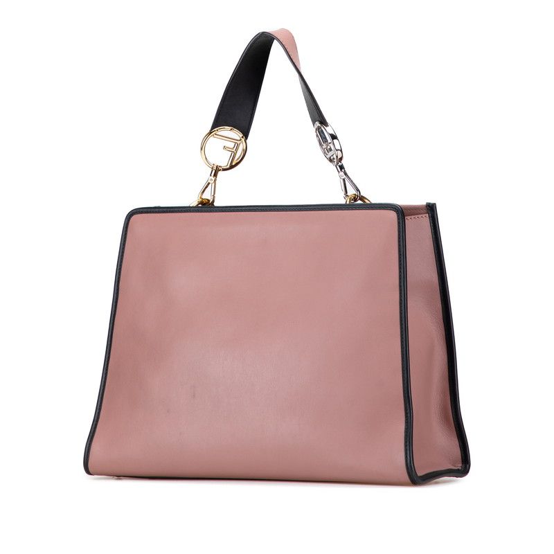 Fendi Run Away 2-Way Shoulder Bag Dusty Pink Black Leather