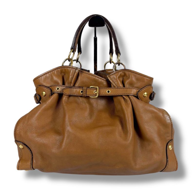 Miu Miu Miu Belted Tote Brown Leather Adventure