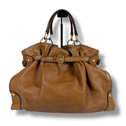 Miu Miu Miu Belted Tote Brown Leather Adventure