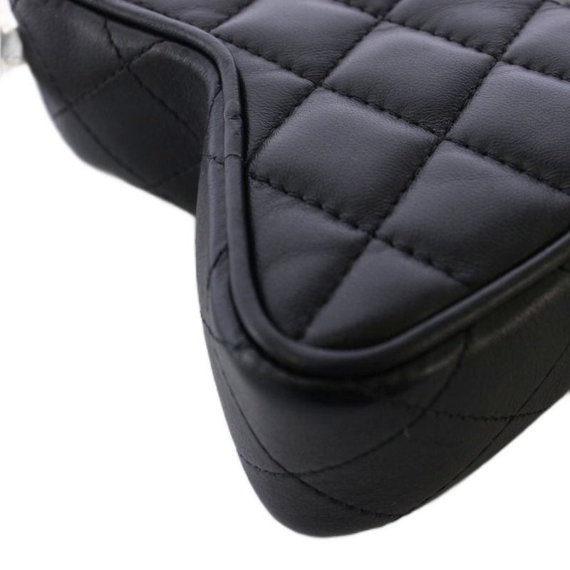 Chanel Cruise Collection Star Quilted Chain Shoulder Bag CC Logo Black KH