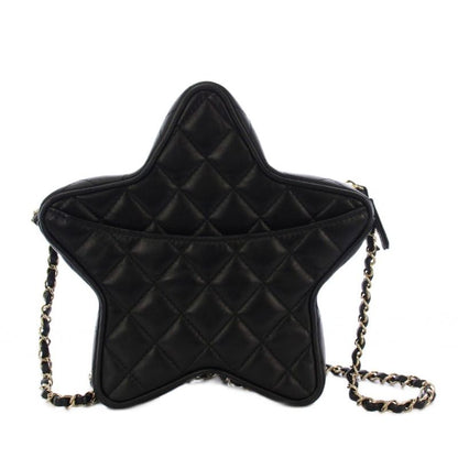 Chanel Cruise Collection Star Quilted Chain Shoulder Bag CC Logo Black KH
