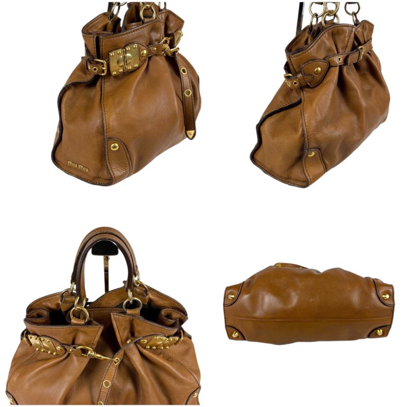 Miu Miu Miu Belted Tote Brown Leather Adventure