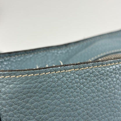 Hermes News GM Shoulder Bag Taurillon Clemence Ciel