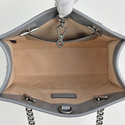Gucci GG Marmont Small Tote Chain Quilted Leather Gray