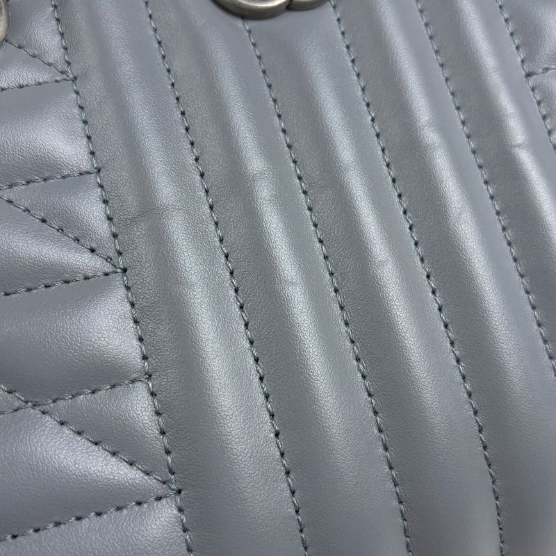 Gucci GG Marmont Small Tote Chain Quilted Leather Gray