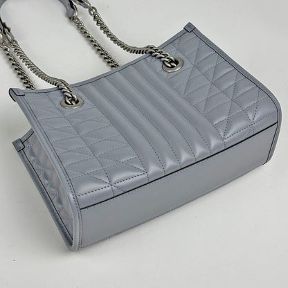 Gucci GG Marmont Small Tote Chain Quilted Leather Gray