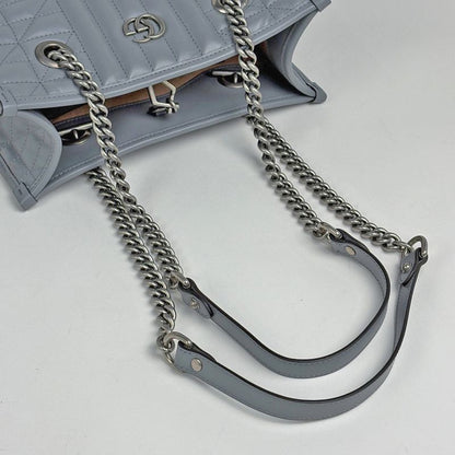 Gucci GG Marmont Small Tote Chain Quilted Leather Gray