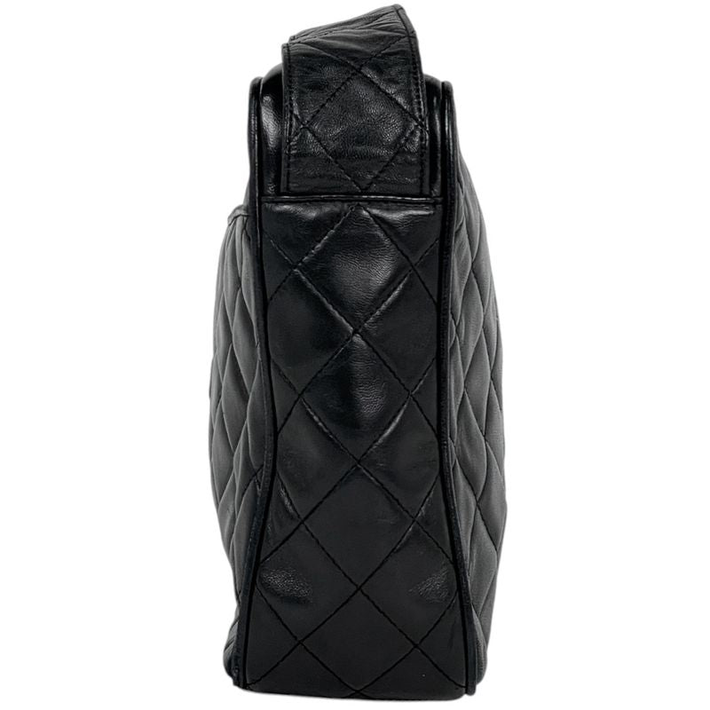 Chanel CC Logo Fringe Shoulder Bag Tassel Quilted Leather Black