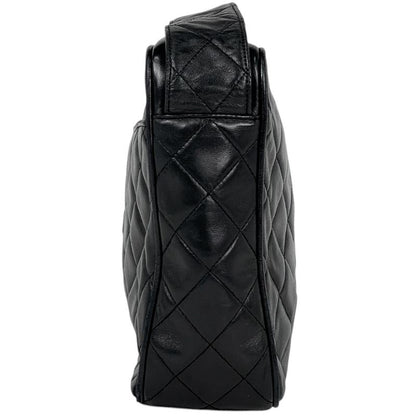 Chanel CC Logo Fringe Shoulder Bag Tassel Quilted Leather Black