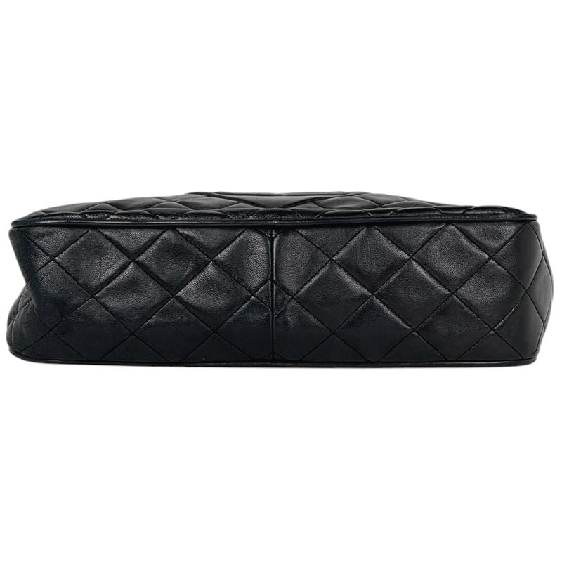 Chanel CC Logo Fringe Shoulder Bag Tassel Quilted Leather Black
