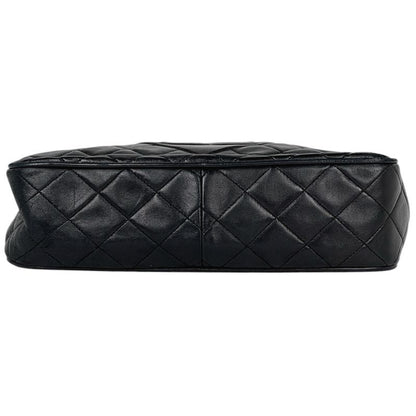 Chanel CC Logo Fringe Shoulder Bag Tassel Quilted Leather Black